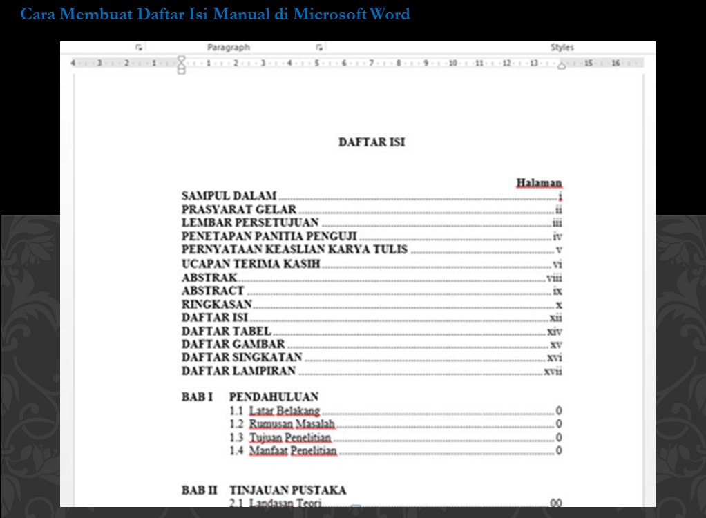Cara Membuat Daftar Isi Manual di Microsoft Word